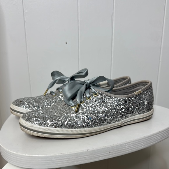 kate spade Shoes - Kate spade keds silver glitter sneakers size 6.5